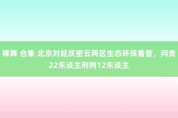   裸舞 合集 北京对延庆密云两区生态环保看管，问责22东谈主刑拘12东谈主
