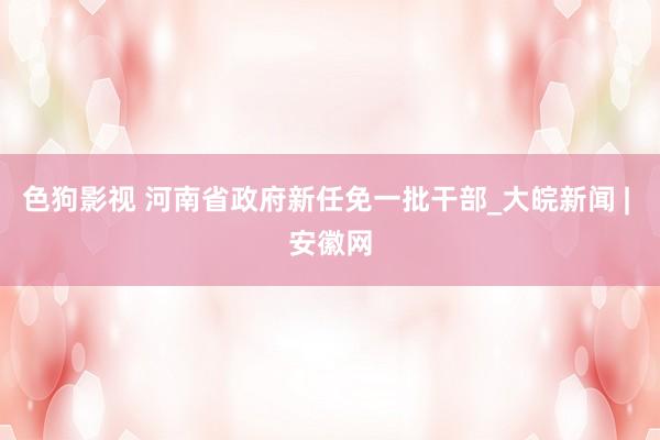   色狗影视 河南省政府新任免一批干部_大皖新闻 | 安徽网