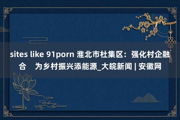   sites like 91porn 淮北市杜集区：强化村企融合    为乡村振兴添能源_大皖新闻 | 安徽网