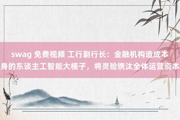   swag 免费视频 工行副行长：金融机构造成本身的东谈主工智能大模子，将灵验镌汰全体运营资本