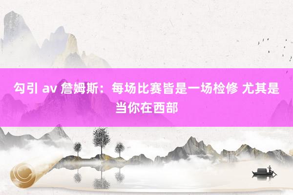   勾引 av 詹姆斯：每场比赛皆是一场检修 尤其是当你在西部