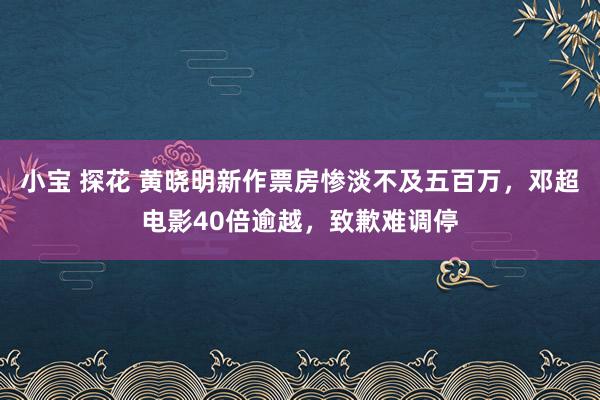   小宝 探花 黄晓明新作票房惨淡不及五百万，邓超电影40倍逾越，致歉难调停