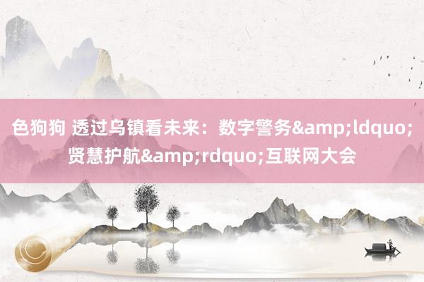   色狗狗 透过乌镇看未来：数字警务&ldquo;贤慧护航&rdquo;互联网大会