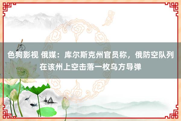   色狗影视 俄媒：库尔斯克州官员称，俄防空队列在该州上空击落一枚乌方导弹