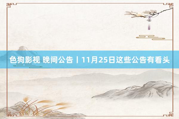   色狗影视 晚间公告丨11月25日这些公告有看头