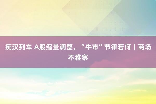   痴汉列车 A股缩量调整，“牛市”节律若何｜商场不雅察
