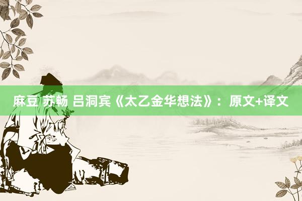   麻豆 苏畅 吕洞宾《太乙金华想法》：原文+译文
