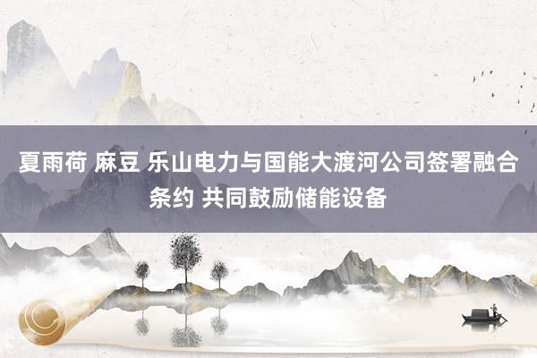   夏雨荷 麻豆 乐山电力与国能大渡河公司签署融合条约 共同鼓励储能设备