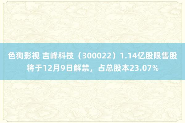   色狗影视 吉峰科技（300022）1.14亿股限售股将于12月9日解禁，占总股本23.07%