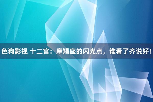   色狗影视 十二宫：摩羯座的闪光点，谁看了齐说好！