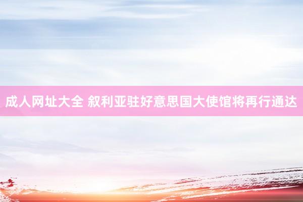   成人网址大全 叙利亚驻好意思国大使馆将再行通达