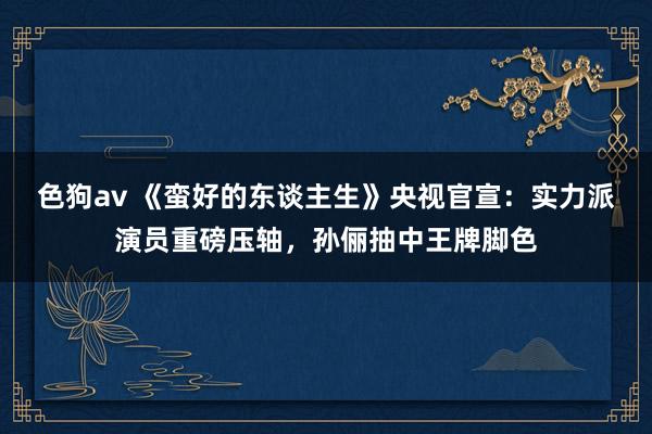   色狗av 《蛮好的东谈主生》央视官宣：实力派演员重磅压轴，孙俪抽中王牌脚色
