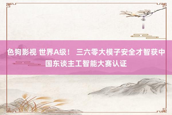   色狗影视 世界A级！ 三六零大模子安全才智获中国东谈主工智能大赛认证
