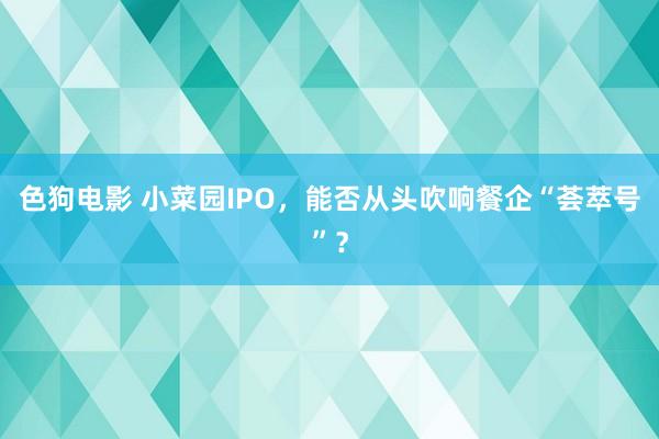   色狗电影 小菜园IPO，能否从头吹响餐企“荟萃号”？