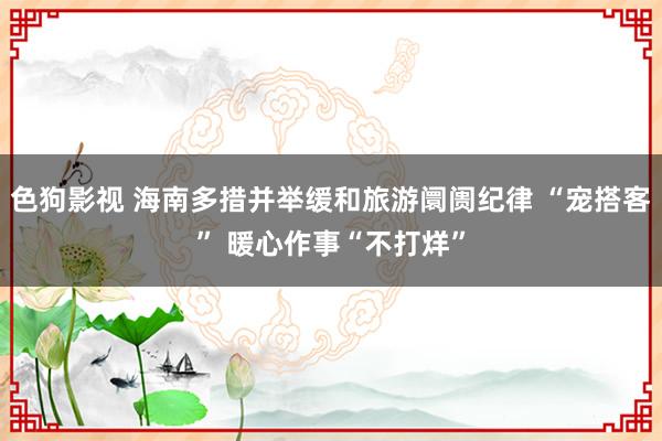   色狗影视 海南多措并举缓和旅游阛阓纪律 “宠搭客” 暖心作事“不打烊”