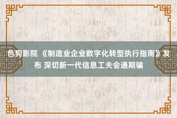   色狗影院 《制造业企业数字化转型执行指南》发布 深切新一代信息工夫会通期骗