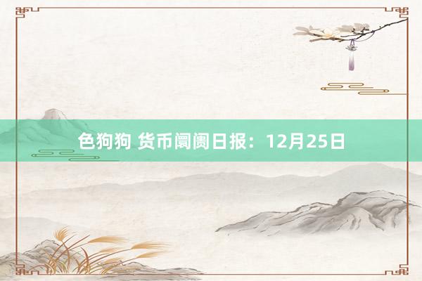   色狗狗 货币阛阓日报：12月25日