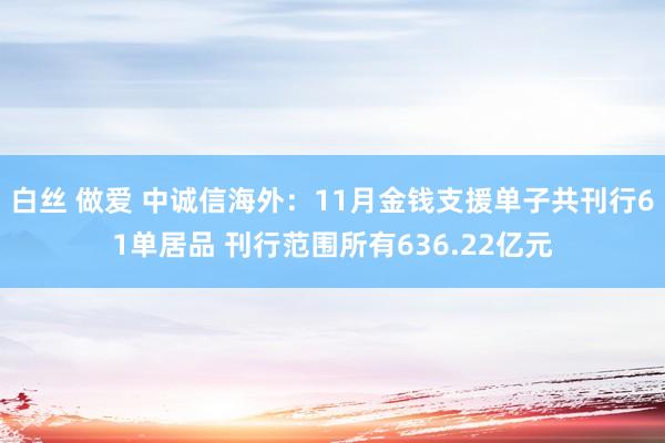   白丝 做爱 中诚信海外：11月金钱支援单子共刊行61单居品 刊行范围所有636.22亿元