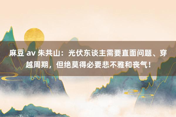   麻豆 av 朱共山：光伏东谈主需要直面问题、穿越周期，但绝莫得必要悲不雅和丧气！