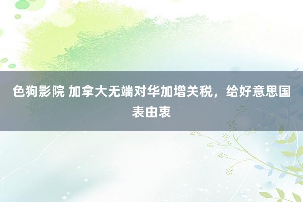   色狗影院 加拿大无端对华加增关税，给好意思国表由衷