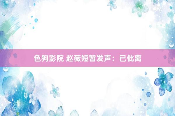   色狗影院 赵薇短暂发声：已仳离