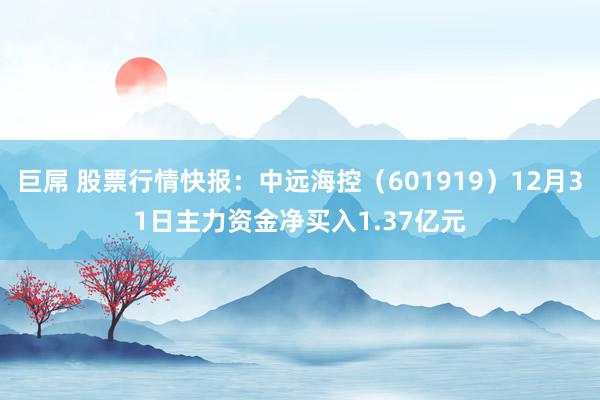   巨屌 股票行情快报：中远海控（601919）12月31日主力资金净买入1.37亿元