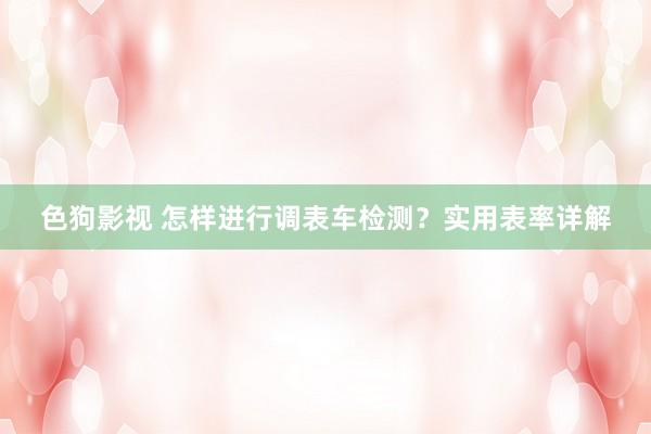   色狗影视 怎样进行调表车检测？实用表率详解
