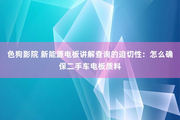   色狗影院 新能源电板讲解查询的迫切性：怎么确保二手车电板质料