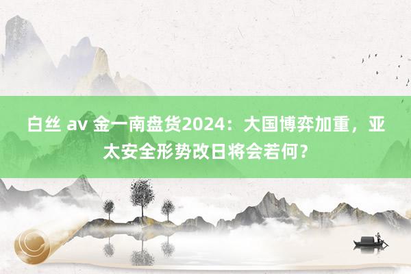   白丝 av 金一南盘货2024：大国博弈加重，亚太安全形势改日将会若何？