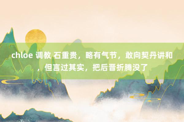   chloe 调教 石重贵，略有气节，敢向契丹讲和，但言过其实，把后晋折腾没了