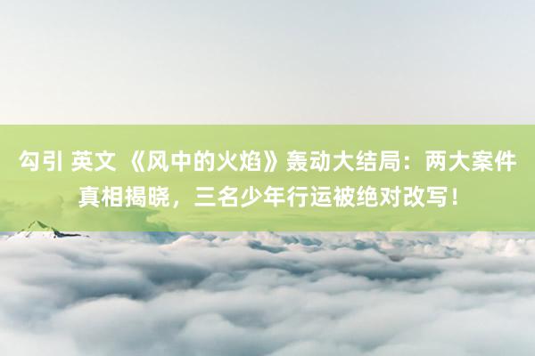   勾引 英文 《风中的火焰》轰动大结局：两大案件真相揭晓，三名少年行运被绝对改写！
