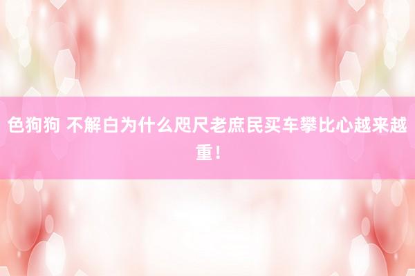   色狗狗 不解白为什么咫尺老庶民买车攀比心越来越重！