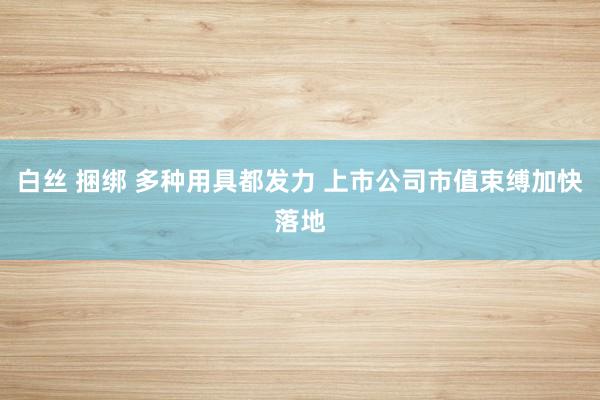   白丝 捆绑 多种用具都发力 上市公司市值束缚加快落地