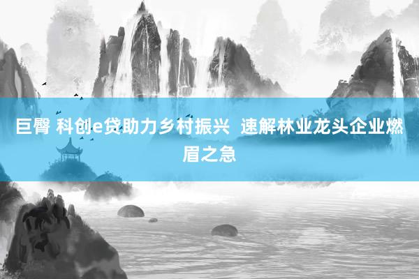   巨臀 科创e贷助力乡村振兴  速解林业龙头企业燃眉之急