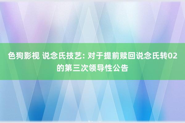   色狗影视 说念氏技艺: 对于提前赎回说念氏转02的第三次领导性公告