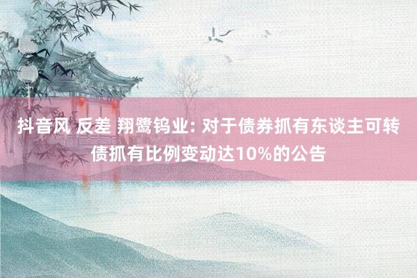   抖音风 反差 翔鹭钨业: 对于债券抓有东谈主可转债抓有比例变动达10%的公告