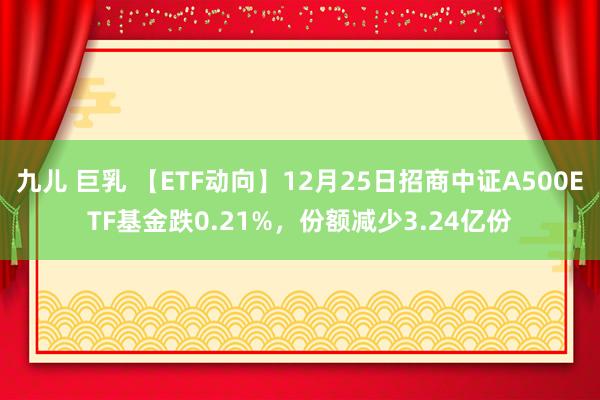 九儿 巨乳 【ETF动向】12月25日招商中证A500ETF基金跌0.21%，份额减少3.24亿份