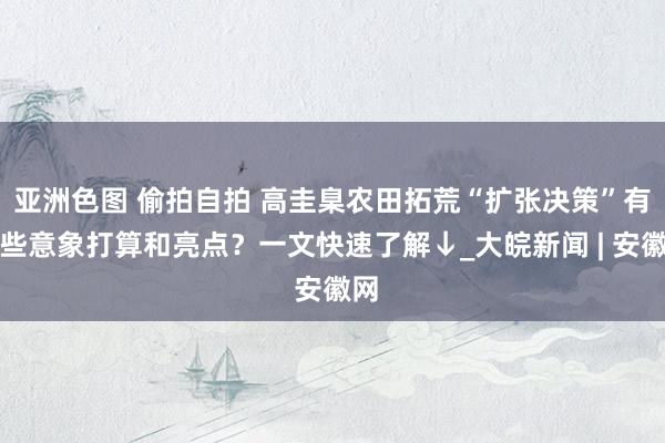   亚洲色图 偷拍自拍 高圭臬农田拓荒“扩张决策”有哪些意象打算和亮点？一文快速了解↓_大皖新闻 | 安徽网