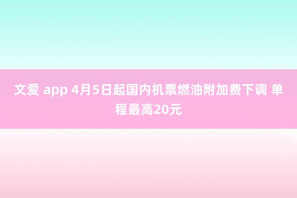   文爱 app 4月5日起国内机票燃油附加费下调 单程最高20元