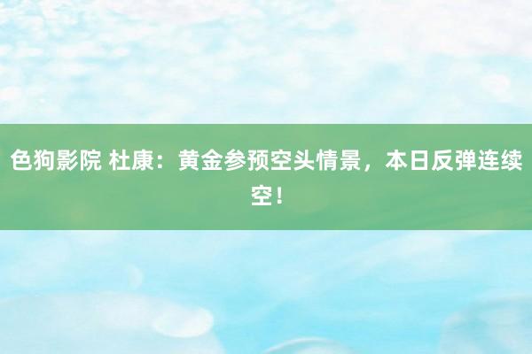   色狗影院 杜康：黄金参预空头情景，本日反弹连续空！