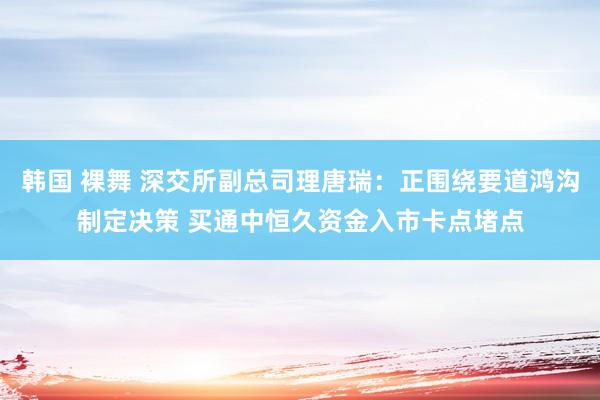   韩国 裸舞 深交所副总司理唐瑞：正围绕要道鸿沟制定决策 买通中恒久资金入市卡点堵点