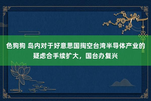 色狗狗 岛内对于好意思国掏空台湾半导体产业的疑虑合手续扩大，国台办复兴