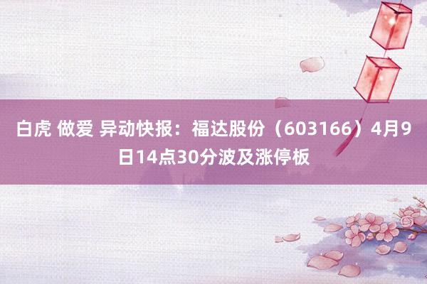   白虎 做爱 异动快报：福达股份（603166）4月9日14点30分波及涨停板