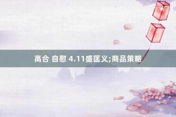   高合 自慰 4.11盛匡义;商品策略