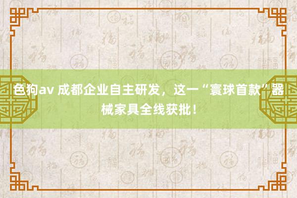   色狗av 成都企业自主研发，这一“寰球首款”器械家具全线获批！