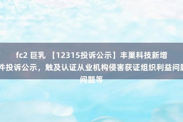   fc2 巨乳 【12315投诉公示】丰巢科技新增13件投诉公示，触及认证从业机构侵害获证组织利益问题等