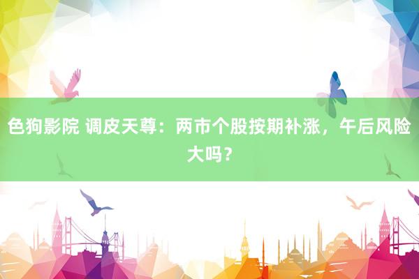   色狗影院 调皮天尊：两市个股按期补涨，午后风险大吗？