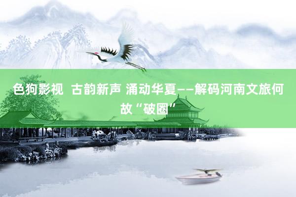   色狗影视  古韵新声 涌动华夏——解码河南文旅何故“破圈”