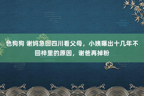 色狗狗 谢妈急回四川看父母，小姨曝出十几年不回梓里的原因，谢